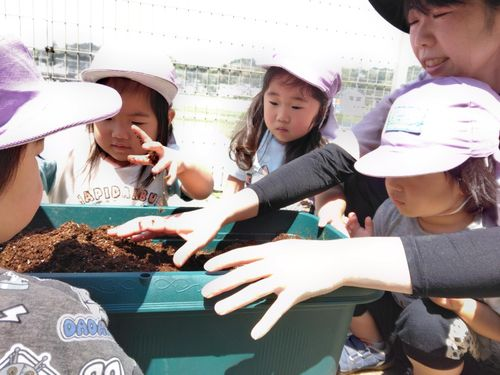 ２歳児あめチーム「お芋の布団だね」
