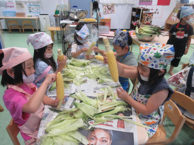 食育活動<br />
栽培・収穫体験・クッキングなど身近なところから食に関わる様々な体験をします。