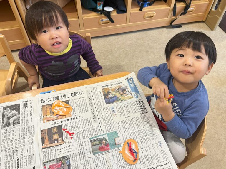 1歳児　だいちチーム　「かわいいどんぐり見～つけた‼」