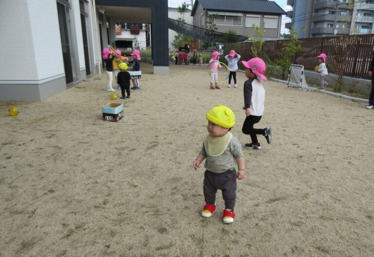 参観の時、園庭では